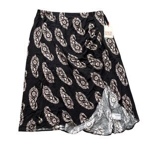 Knox Rose NWT Womens Black Skirt Sz XL Paisley Elastic Waist Whimsigoth Boho